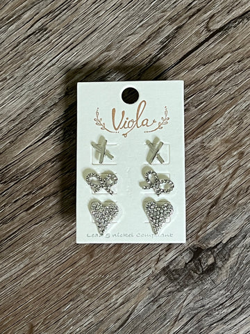 Crystal Lovedale Heart Earrings Set