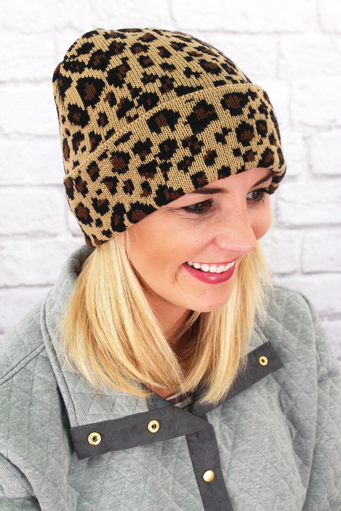 Leopard Knit Beanie