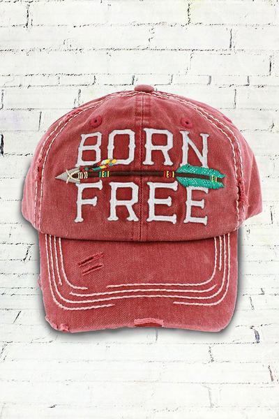 Distressed 'Born Free' Hat