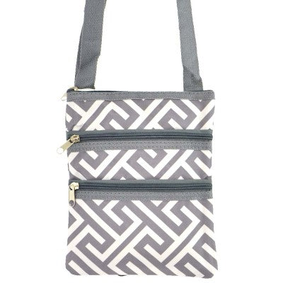 Greek Key Print Swingpack/Messenger Bag-Grey