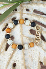 Tri-Color Tobarra Bead and Chain Bracelet