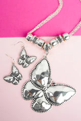 Sliding Bead Butterfly Necklace and Earring Set