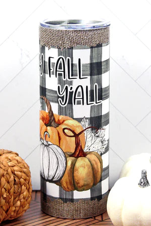 Happy Fall Y'all Pumpkins Skinny Tumbler