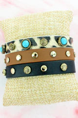 Canton Brown Leopard Cuff Bracelet Set