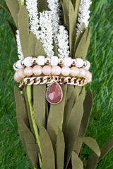 Peach Rina Teardrop Beaded Bracelet Set